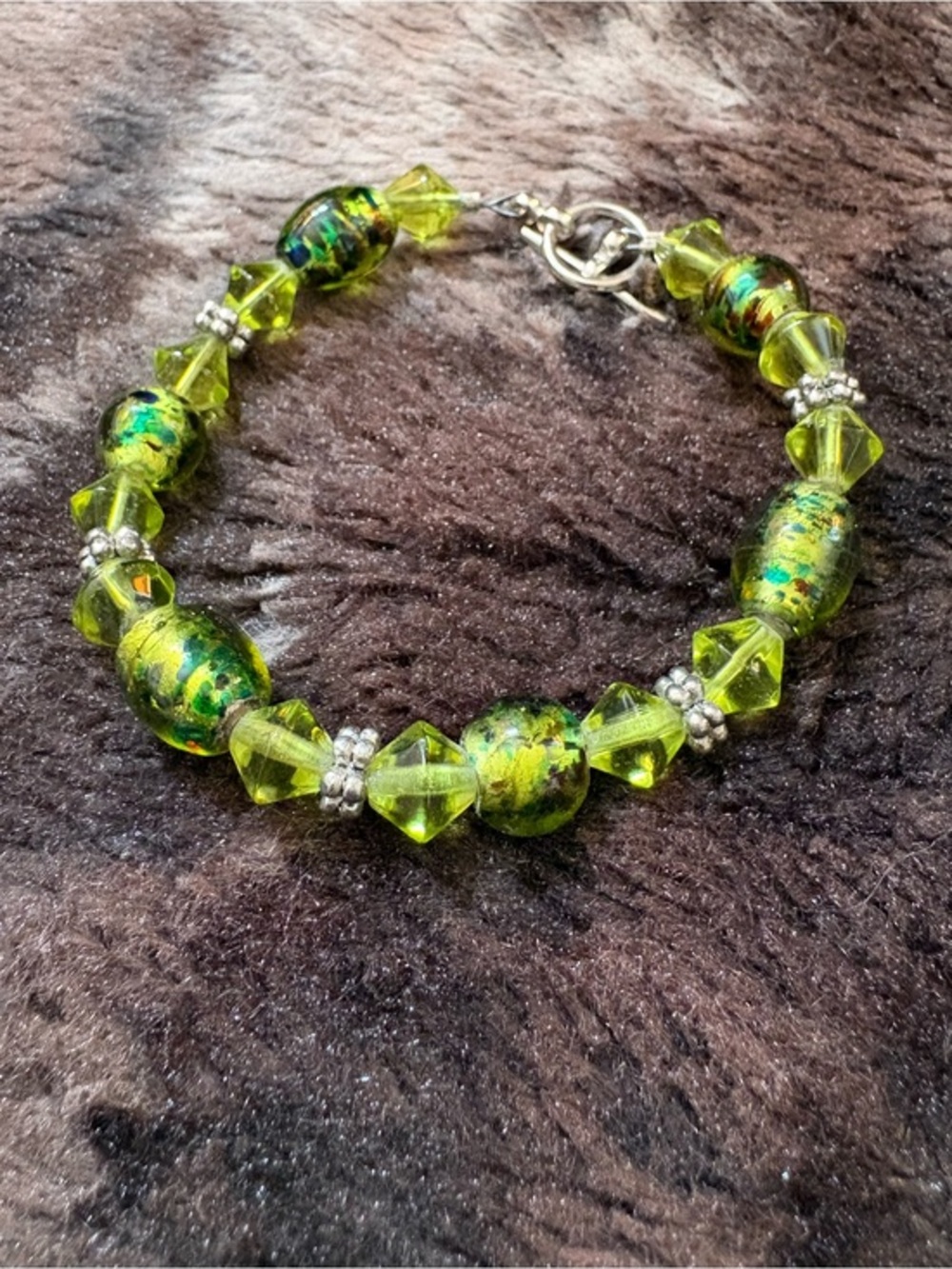 Handcrafted Green Murano Glass Beaded Bracelet